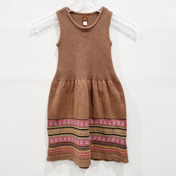 Tea Collection Fair Isle Knit Sleeveless Dress Cotton Size 7 - Picture 1 of 6